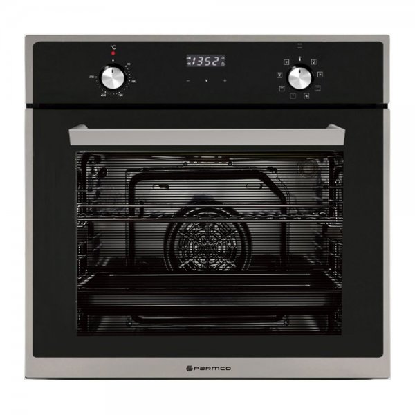 Parmco 60cm Black Glass & Stainless Steel 76L 8 Function Oven with Catalytic Liners  (OX7-6-6S-8-1)