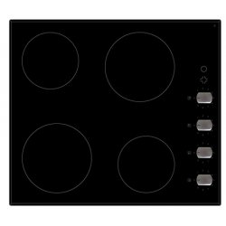 Eurotech 60cm Ceramic Bevelled Edge Cooktop with Knob Controls (ED-CC604K)