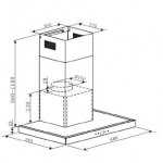 Parmco 60cm Low Profile SS/Black Glass Panel Box Canopy Rangehood  (RLCD-6G-1000L)
