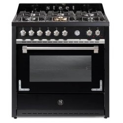 STEEL Oxford 90cm Black Gas Hob 91L Multifunction Electric Oven Freestanding Cooker (X9F-6-NF)